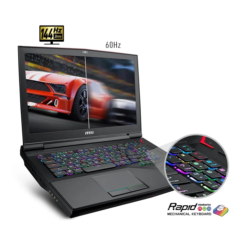 GT75 TITAN-249 17.3 144Hz 3Ms Gaming Laptop Intel Core I7-9750H; Nvidia Geforce RTX2070; 32GB DDR4; 512GB Nvme SSD+1TB; Mechanical Keyboard TB3; Win10Pro; VR Ready